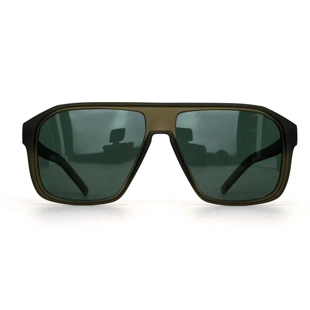 Womens Oversized Retro Sunglasses Matte Olive Green Flat Top Square Frames Gafas